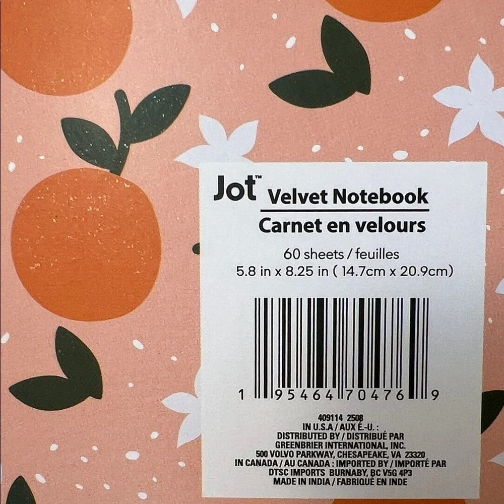 Orange and White Decorative Notebook NWT